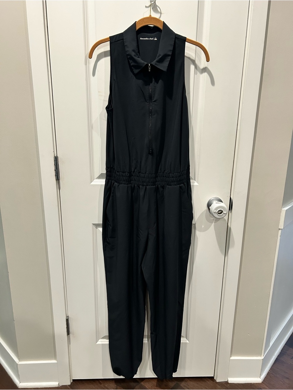 Abercrombie & Fitch Sleeveless Black Zipper Jumpsuit